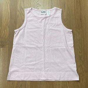 Russ Liz Claiborne Women’s Pink White Plaid Tank Top Sleeveless Shirt